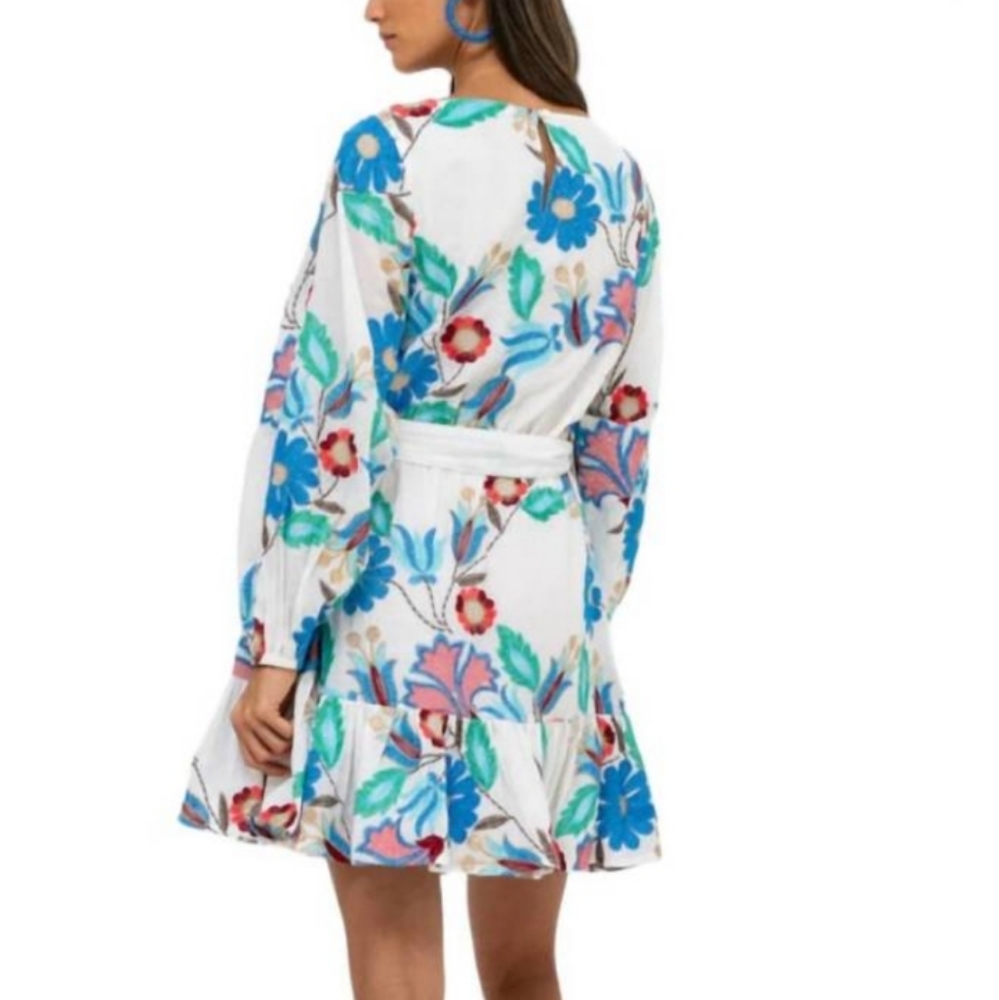 Oliphant Flirty Short Long Sleeve Dress in Monet Size Large - Picture 3 of 14